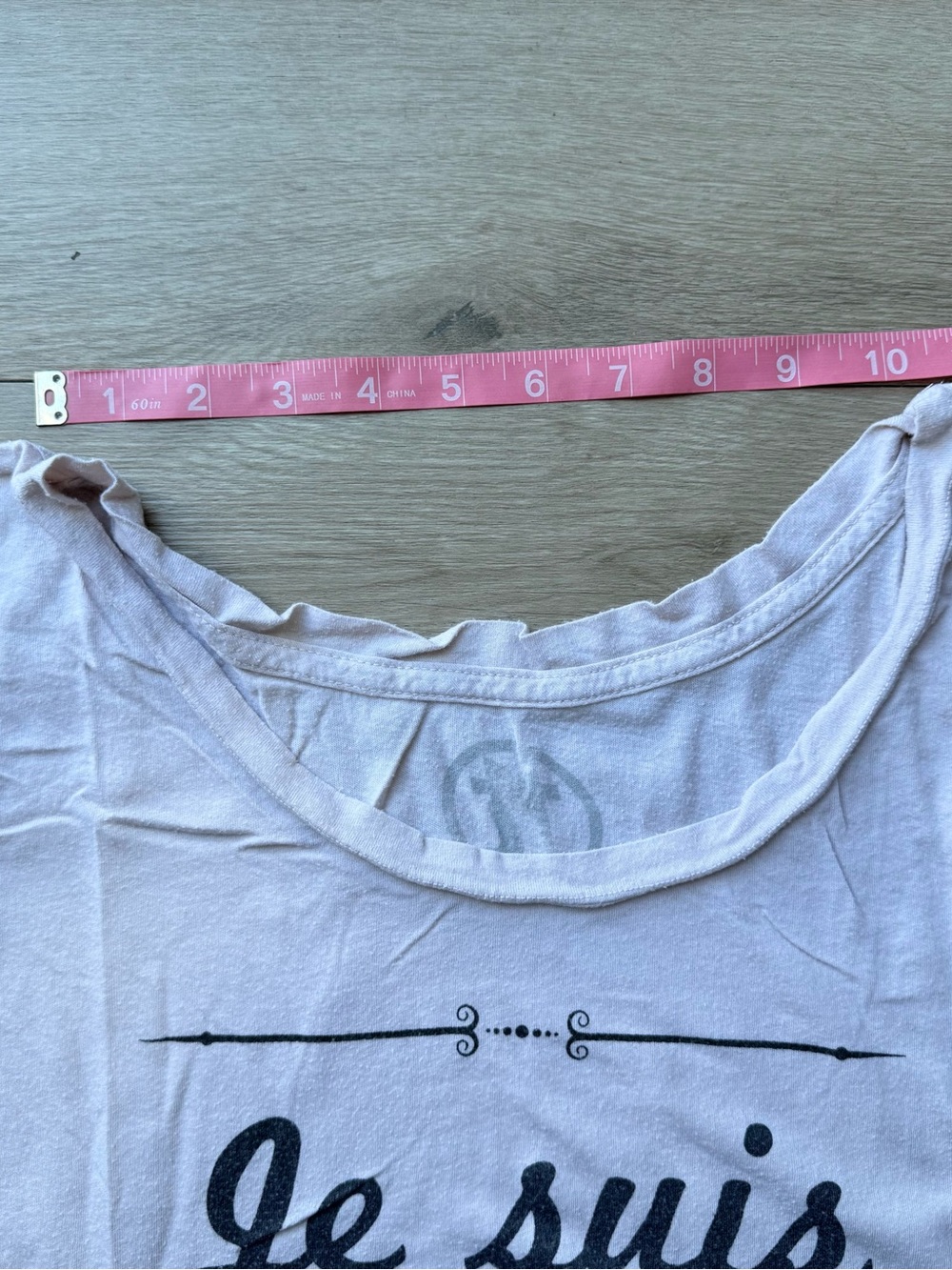 Teeology Graphic Tee with French Light Pink wide off shoulders slouchy relaxed - Picture 10 of 10